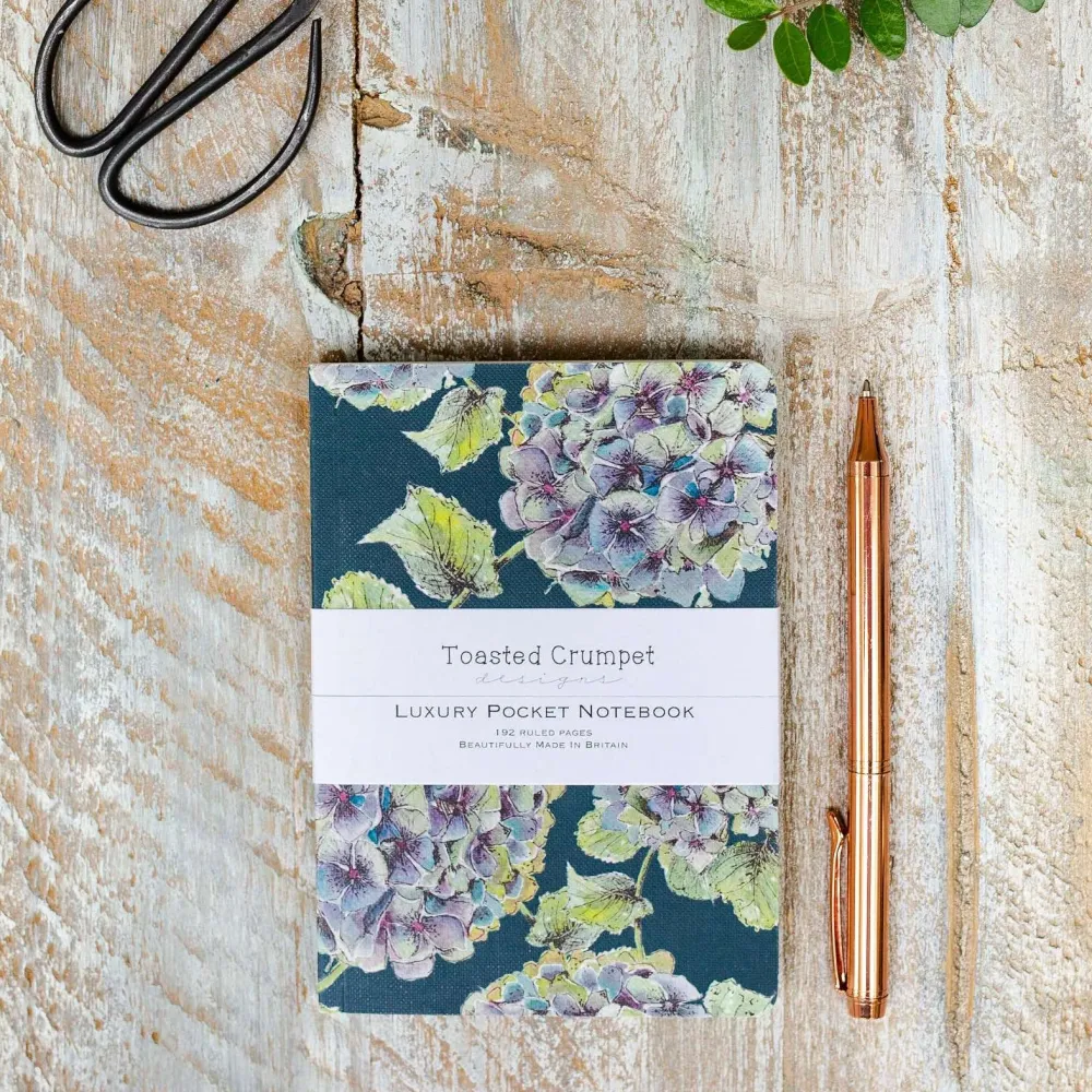 Toasted Crumpet Hydrangea Noir A6 Lined Pocket Notebook- Journals & Other Stationery