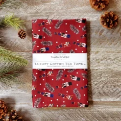 Toasted Crumpet Nutcracker Tea Towel (Red)- Tea Towels