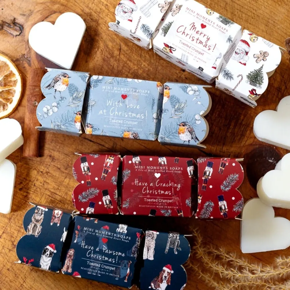 Toasted Crumpet With Love at Christmas Trio of Heart Soaps Cracker- Bar Soaps