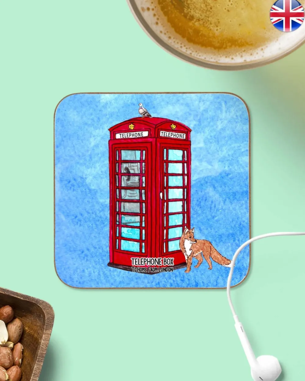 To Home From London Telephone Box Magnetic Coaster- Souvenirs