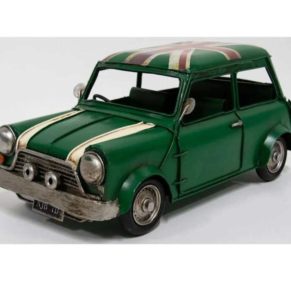 Vintage Transport Green Classic Mini Cooper Model- Home Accents