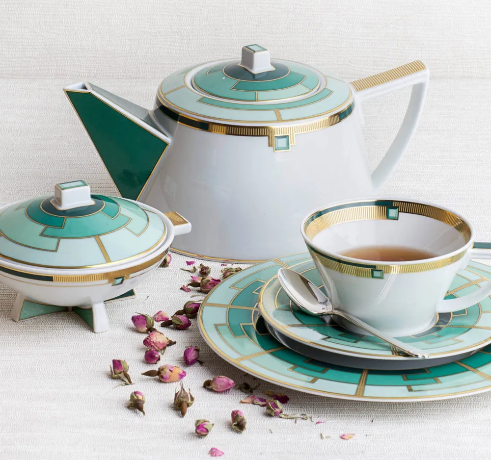 Vista Alegre Art Deco Emerald Teapot- Teapots