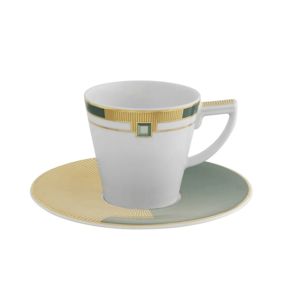 Vista Alegre Art Deco Emerald Espresso Cup & Saucer- Teacups & Saucers