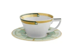 Vista Alegre Art Deco Emerald Teacup & Saucer- Teacups & Saucers