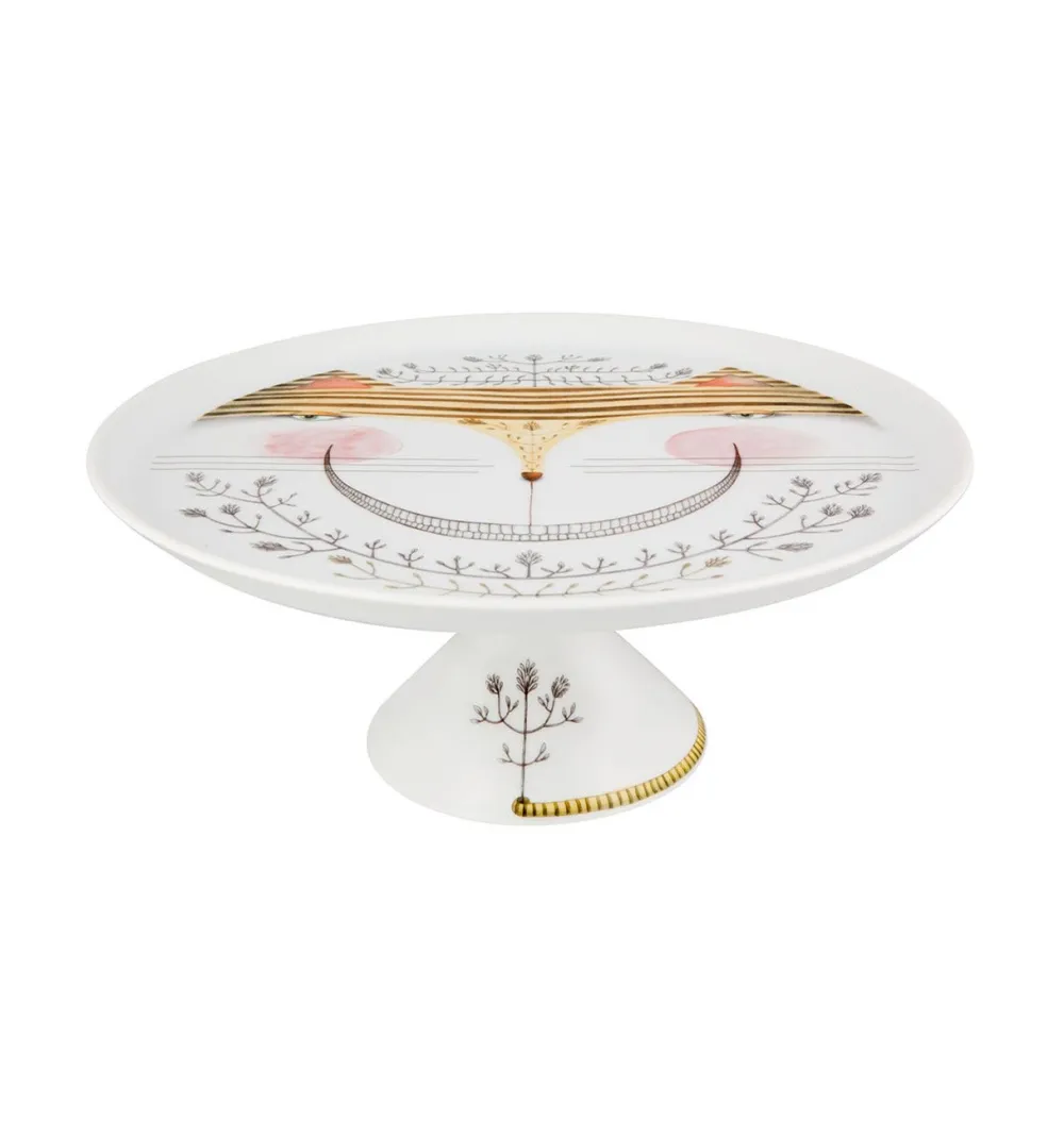 Vista Alegre Tea with Alice Large Footed Cake Plate- Serving Plates