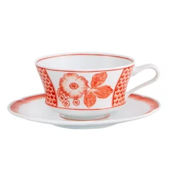 Vista Alegre x Oscar de la Renta Coralina Breakfast Cup & Saucer- Teacups & Saucers