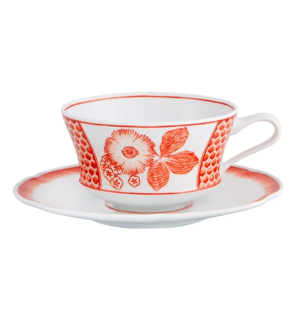Vista Alegre x Oscar de la Renta Coralina Breakfast Cup & Saucer- Teacups & Saucers