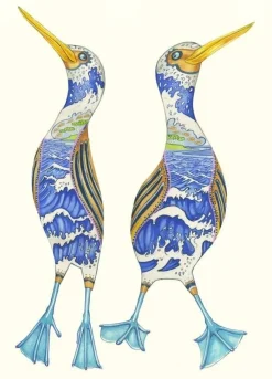 Watercolor Blue-Footed Booby Greeting Card- Greeting Cards