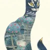 Watercolor Cat at Night Greeting Card- Greeting Cards