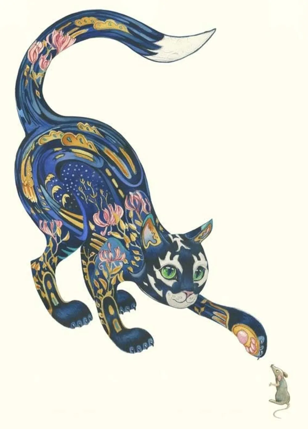 Watercolor Cat & Mouse Greeting Card- Greeting Cards