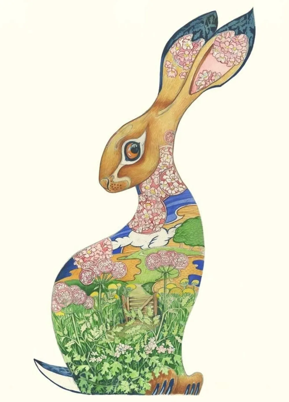 Watercolor Curious Hare Greeting Card- Greeting Cards