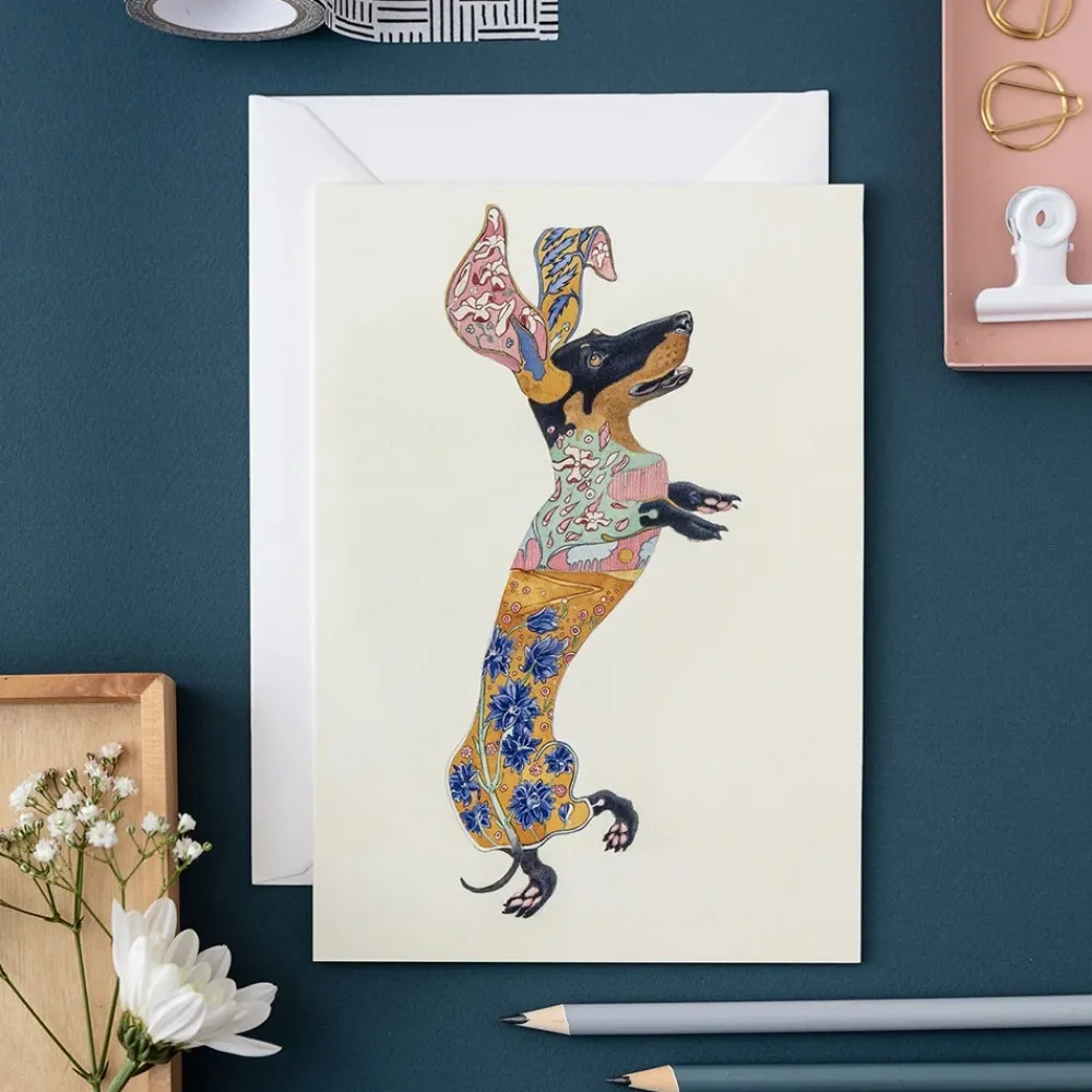 Watercolor Dachshund Greeting Card- Greeting Cards
