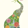 Watercolor Elephant with Flowers Greeting Card- Greeting Cards