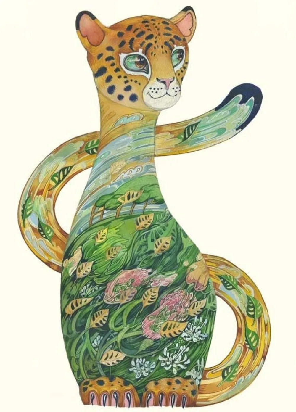 Watercolor Jaguar Cub Greeting Card- Greeting Cards