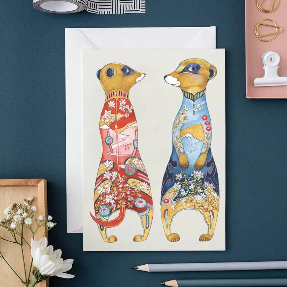 Watercolor Meerkats Greeting Card- Greeting Cards
