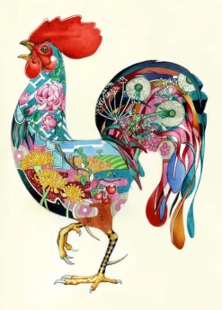 Watercolor Rooster Greeting Card- Greeting Cards