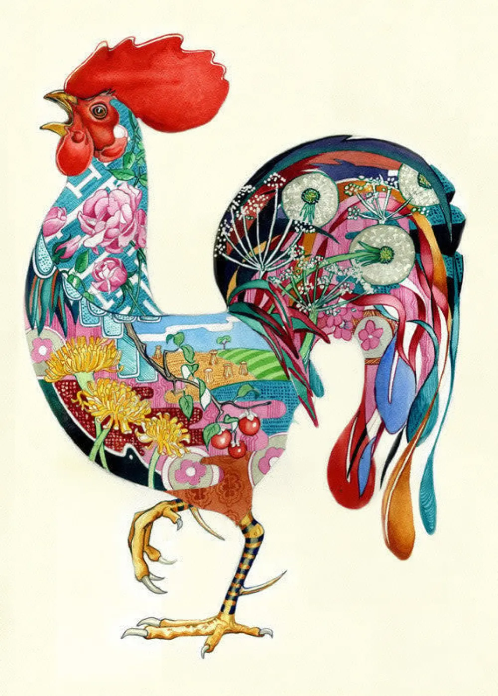 Watercolor Rooster Greeting Card- Greeting Cards