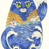 Watercolor Ships Cat Greeting Card- Greeting Cards