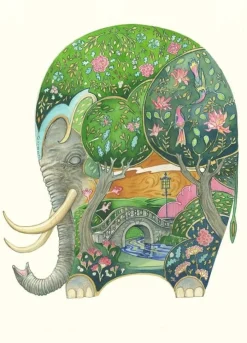 Watercolor Sleeping Elephant Greeting Card- Greeting Cards