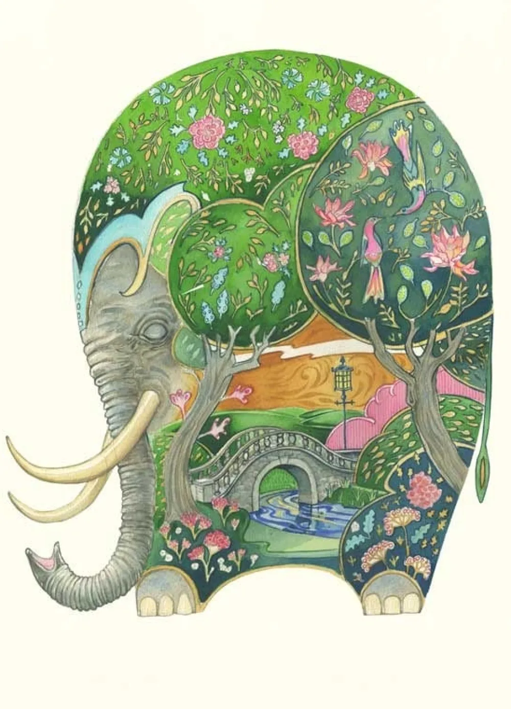 Watercolor Sleeping Elephant Greeting Card- Greeting Cards