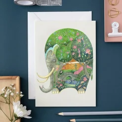 Watercolor Sleeping Elephant Greeting Card- Greeting Cards