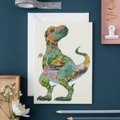 Watercolor Tyrannosaurus Rex Greeting Card- Greeting Cards