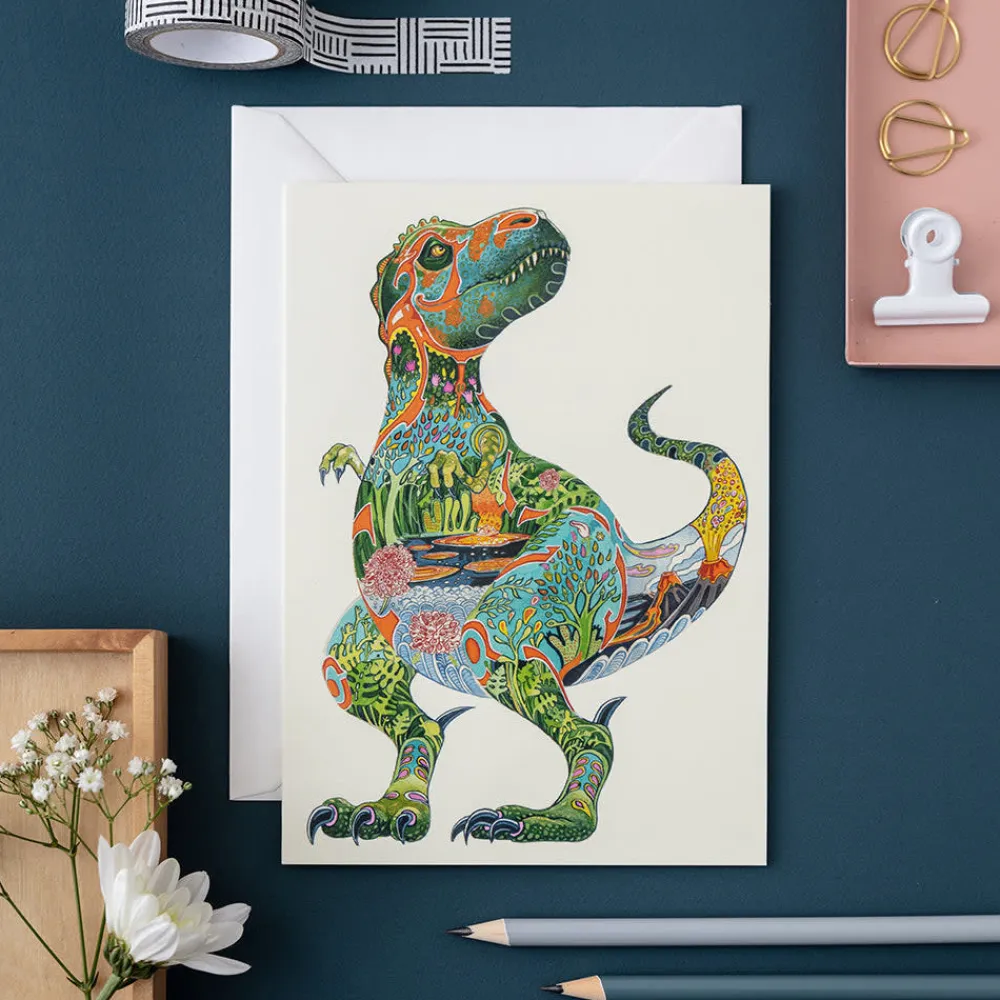 Watercolor Tyrannosaurus Rex Greeting Card- Greeting Cards