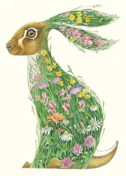 Watercolour Hare in a Meadow Greeting Card- Greeting Cards