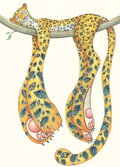 Watercolour Leopard Asleep Greeting Card- Greeting Cards