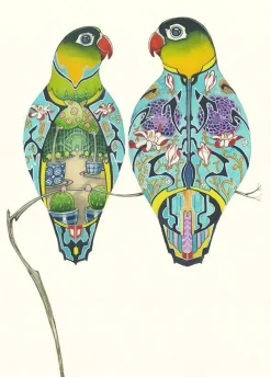Watercolour Lovebirds Greeting Card- Greeting Cards