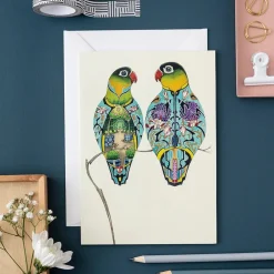Watercolour Lovebirds Greeting Card- Greeting Cards