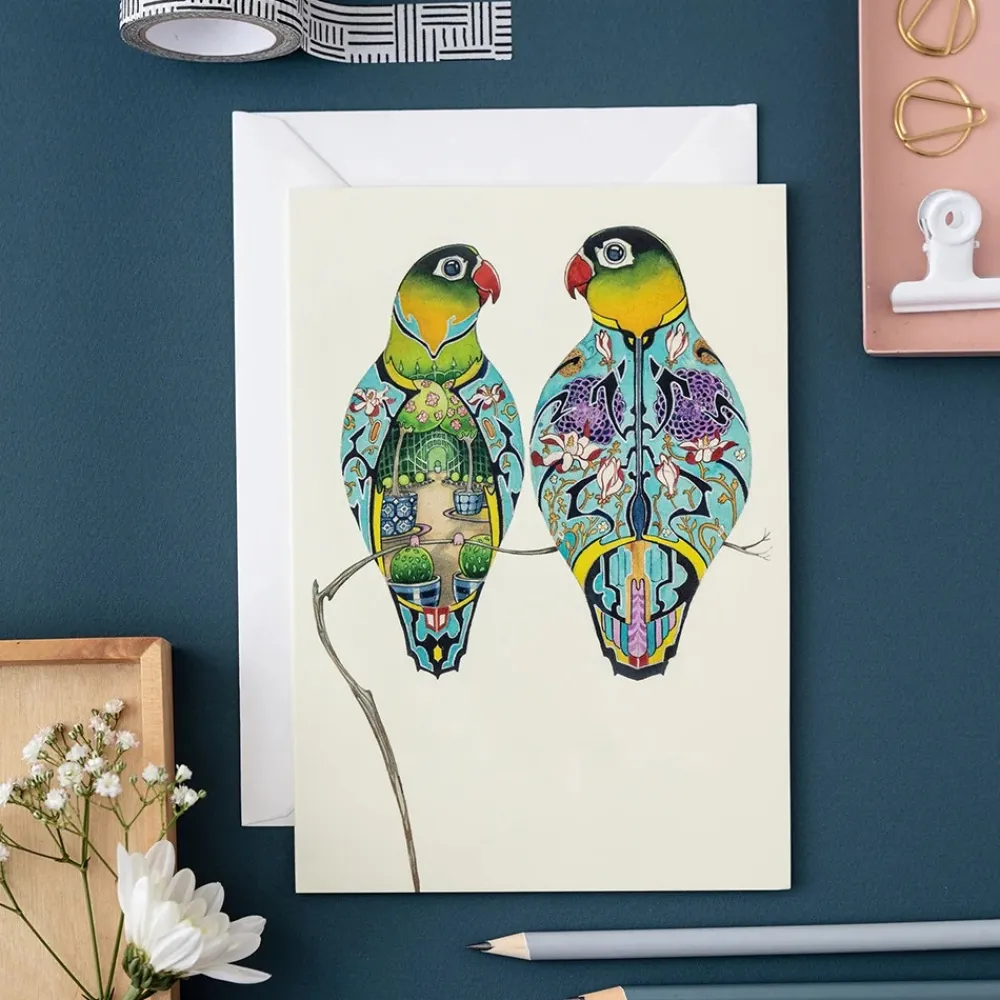 Watercolour Lovebirds Greeting Card- Greeting Cards