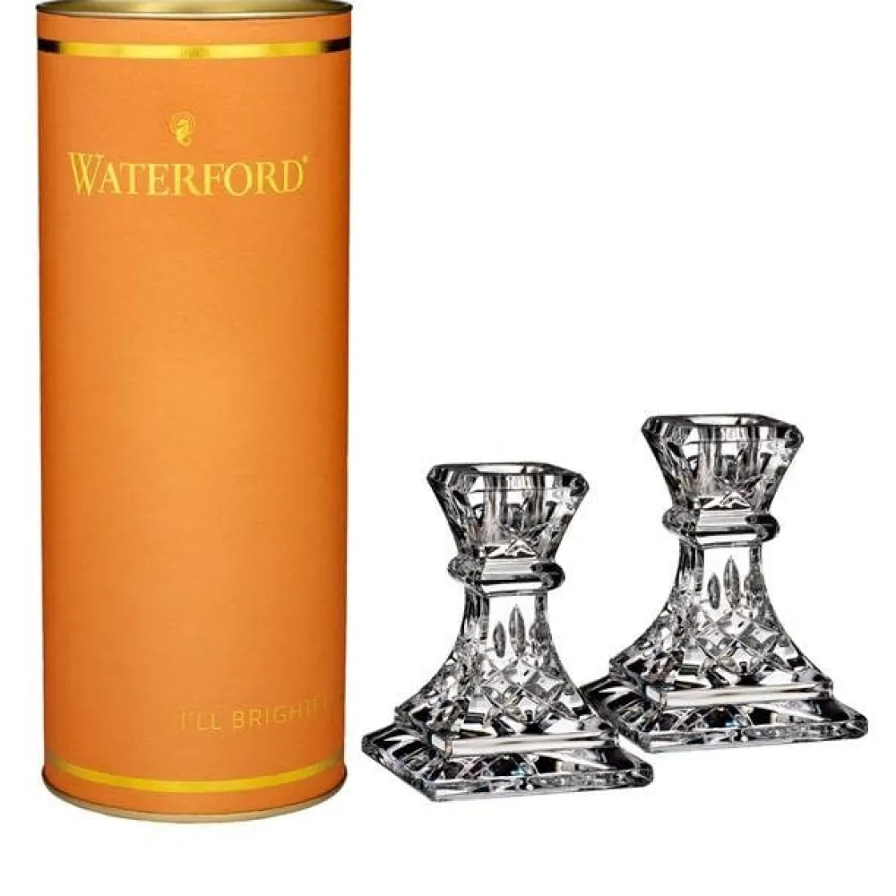 Waterford Giftology Lismore Candlestick 4" Pair (Orange Tube)- Home Accents|Waterford