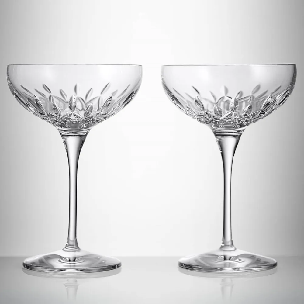 Waterford Lismore Essence Champagne Saucer Coupe Pair- Glasses & Steins|Waterford
