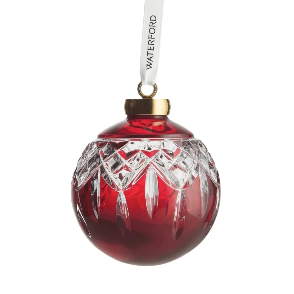 Waterford Lismore Red Bauble Christmas Ornament- Waterford