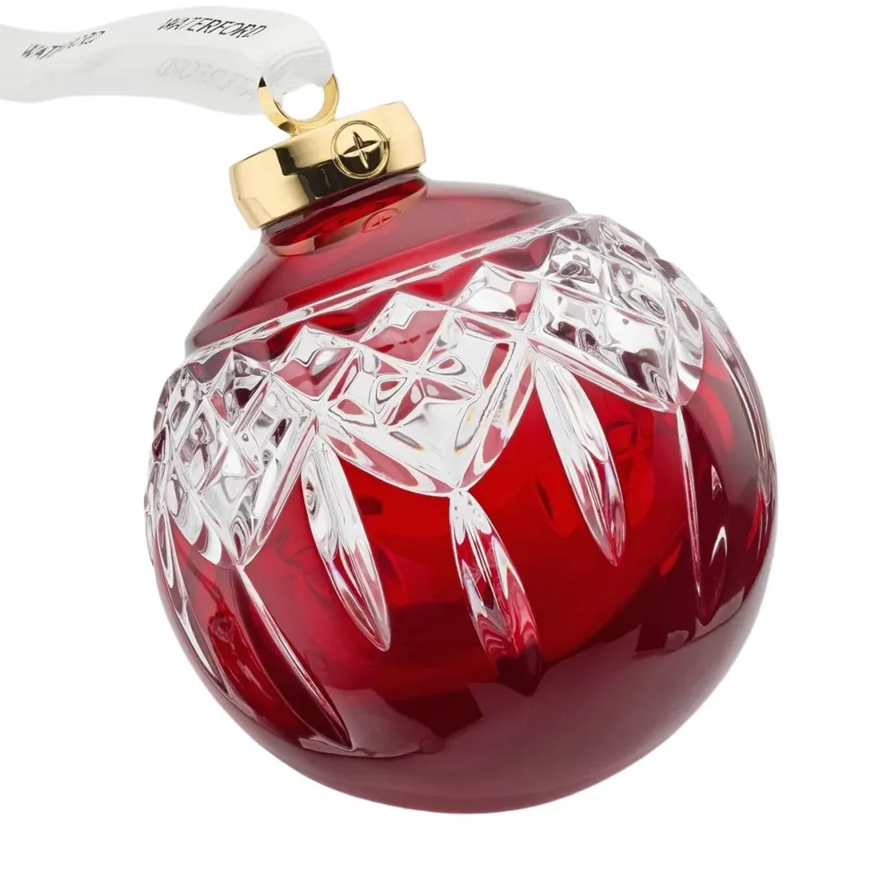 Waterford Lismore Red Bauble Christmas Ornament- Waterford