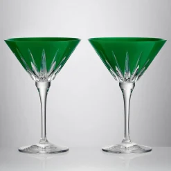 Waterford New Year Firework Green Martini Glass Pair- Waterford|Glasses & Steins