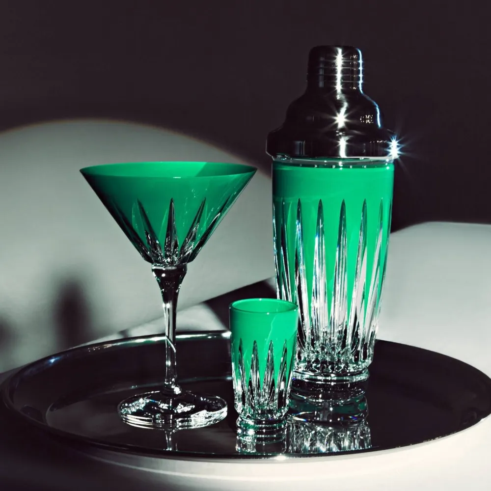 Waterford New Year Firework Green Martini Glass Pair- Waterford|Glasses & Steins