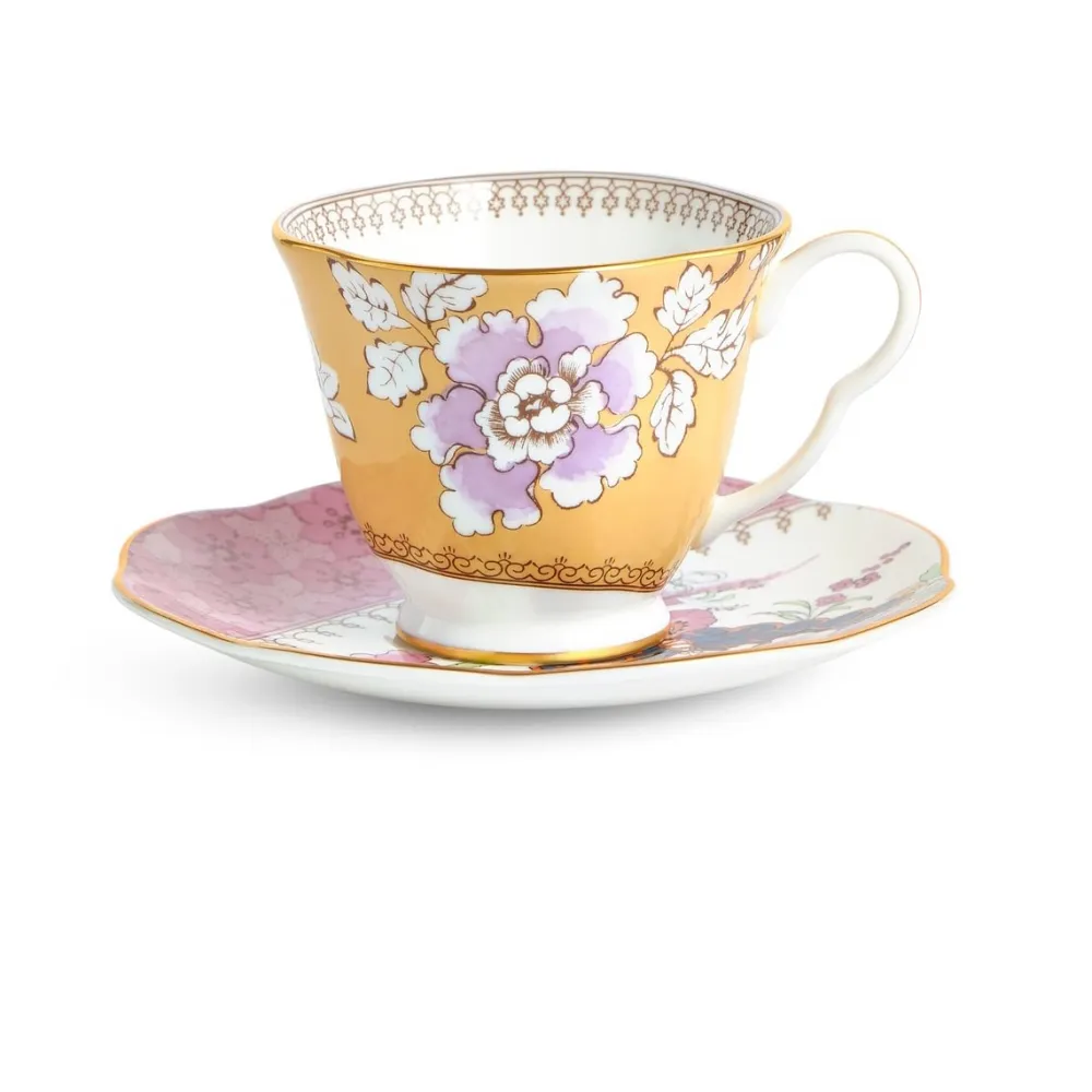 Wedgwood Butterfly Bloom Yellow Floral Bouquet Teacup & Saucer- Teacups & Saucers