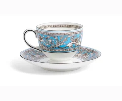 Wedgwood Florentine Turquoise Teacup & Saucer- Teacups & Saucers