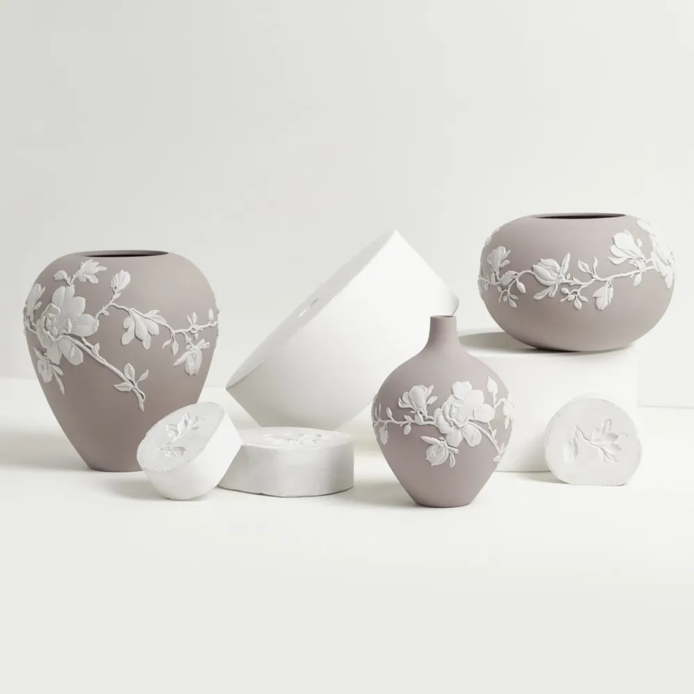 Wedgwood Magnolia Blossom Bud Vase Mink- Vases