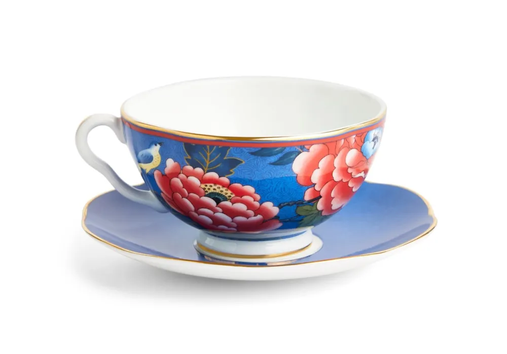 Wedgwood Paeonia Blush Teacup & Saucer Blue- Teacups & Saucers