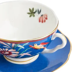 Wedgwood Paeonia Blush Teacup & Saucer Blue- Teacups & Saucers