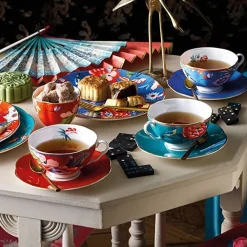 Wedgwood Paeonia Blush Teacup & Saucer Blue- Teacups & Saucers