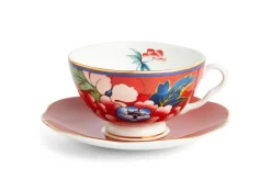 Wedgwood Paeonia Blush Teacup & Saucer Red- Teacups & Saucers