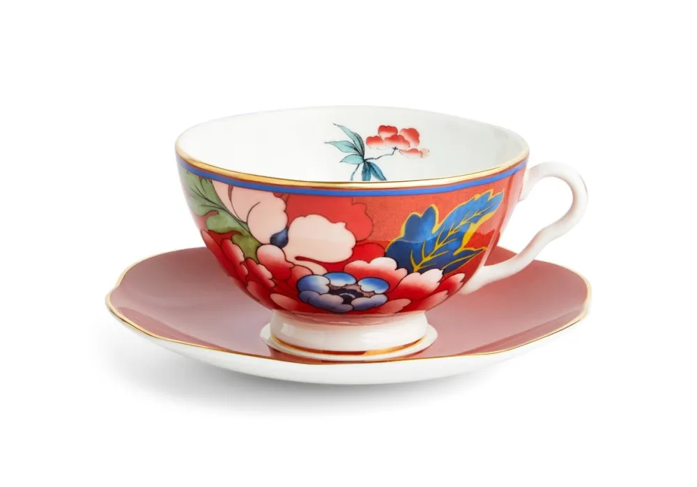 Wedgwood Paeonia Blush Teacup & Saucer Red- Teacups & Saucers