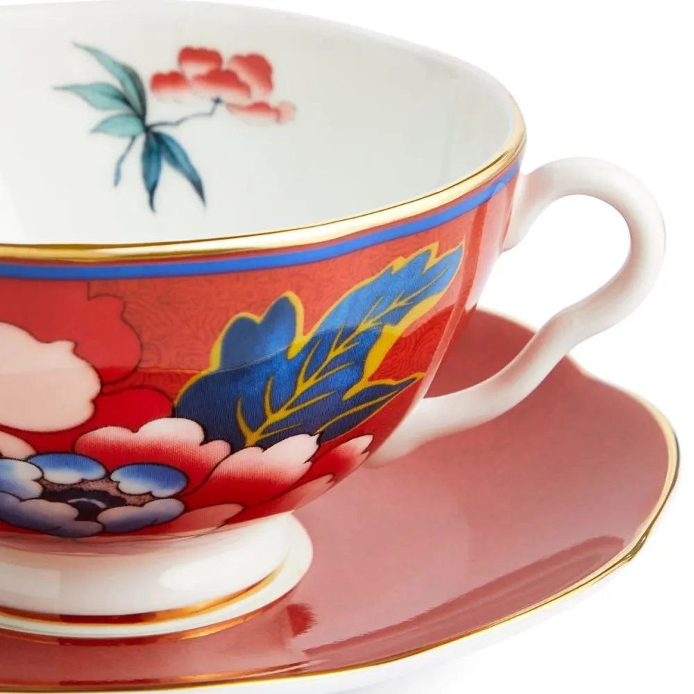 Wedgwood Paeonia Blush Teacup & Saucer Red- Teacups & Saucers