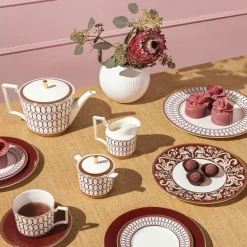 Wedgwood Renaissance Red Sugar & Creamer- Creamers & Sugar Bowls
