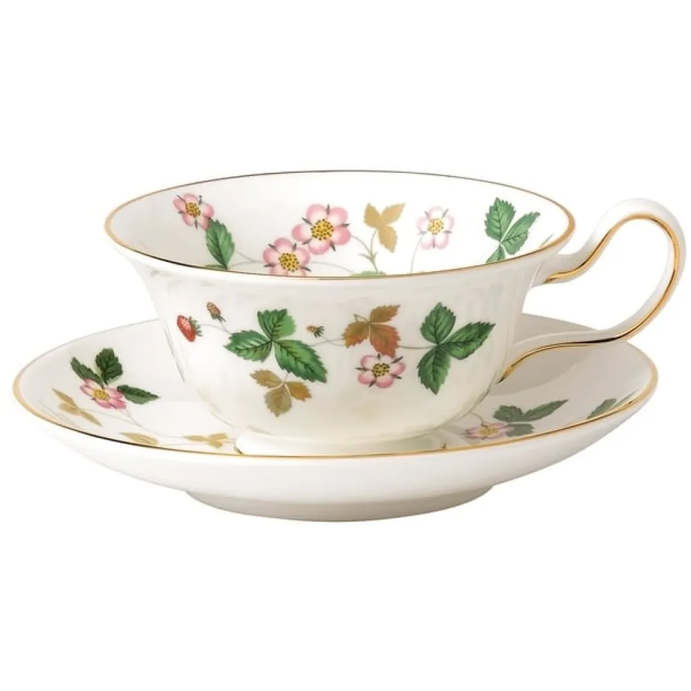 Wedgwood Wild Strawberry Peony Teacup & Saucer- Teacups & Saucers