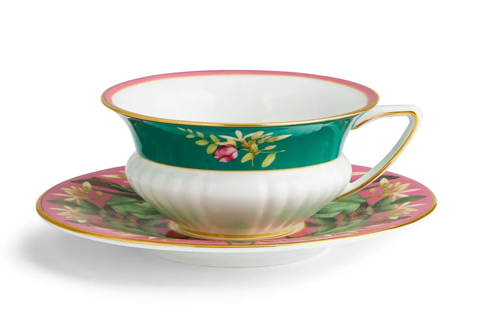 Wedgwood Wonderlust Pink Lotus Teacup & Saucer- Teacups & Saucers